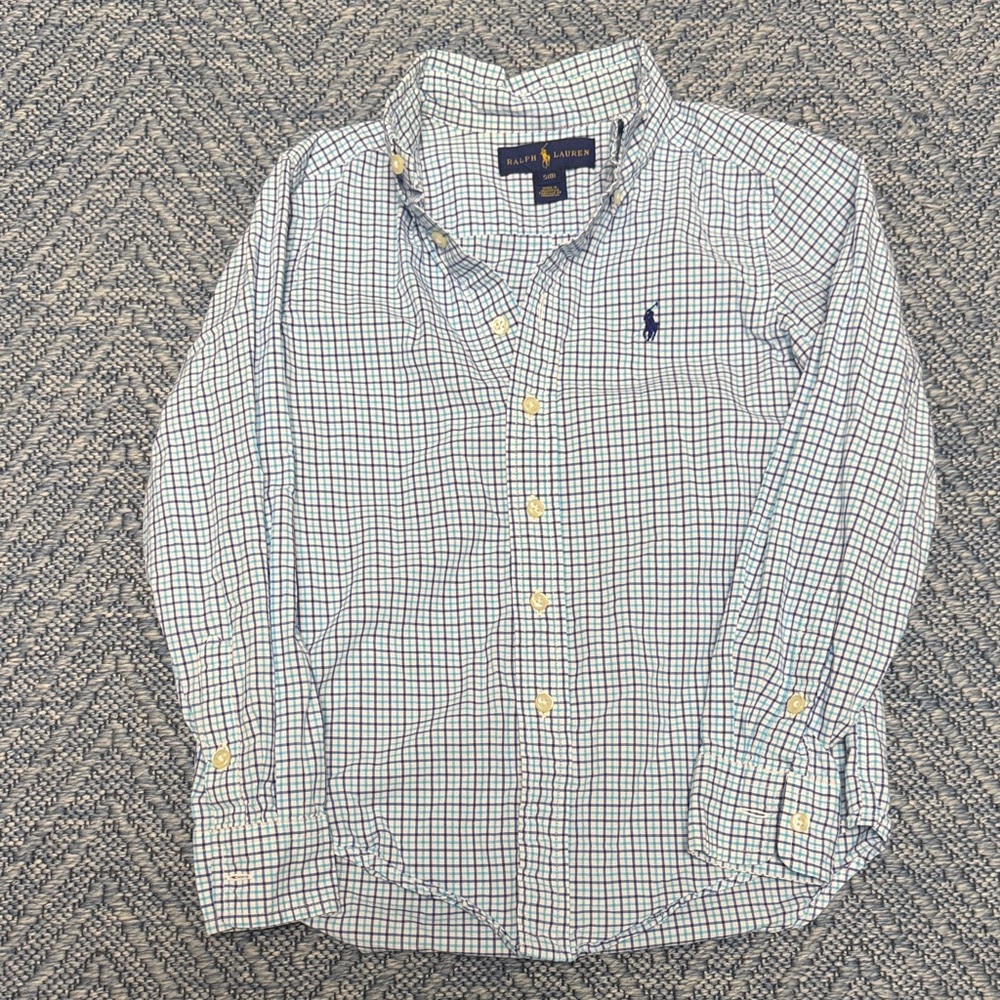 Polo Ralph Lauren Boys Windowpane Check Button-Down Shirt - color light blue